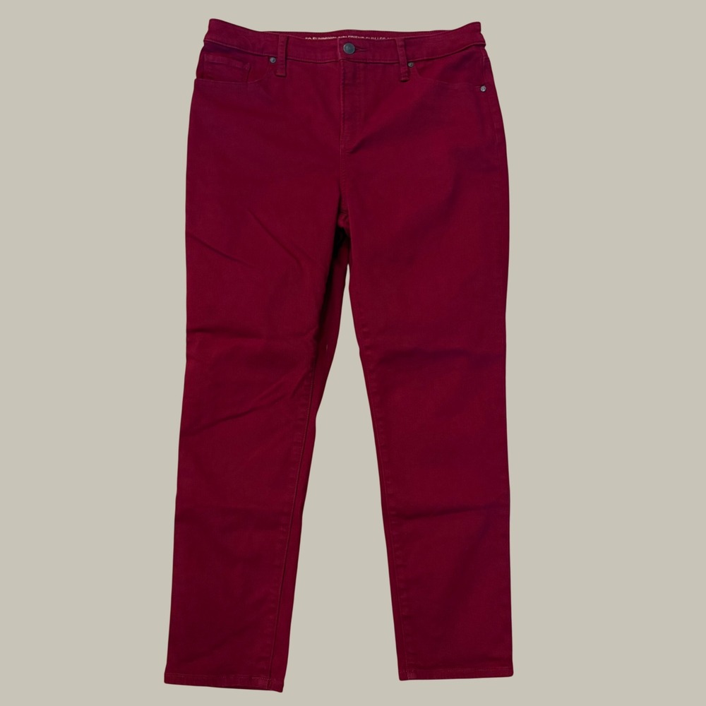 Chicos So Slimming Girlfriend Slim Leg Ankle Pants Ruby Dark Red Size 1.5 US 10